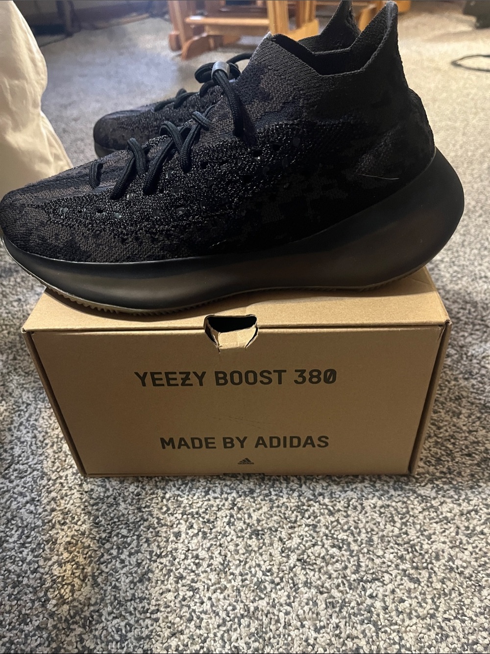 adidas Black Yeezy Boost 380 Knit Sneaker